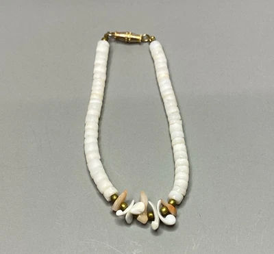 Pulseira Heishi Shell 7" rosa branco bege boho barril de praia fecho de parafuso - Imagem 1 de 4