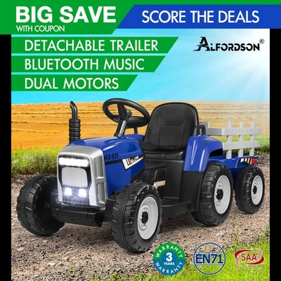 ALFORDSON Kids Ride On Car Tractor 12V Electric Toy Vehicle Child Toddlers Blue - image 1 of 4