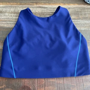 Athleta Blue High Neck Long Line Sports Bra Moisture-Wicking Racerback. Size M - Picture 1 of 6