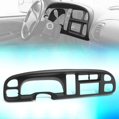 For 1998-2002 Dodge Ram 1500 2500 3500 Black Matte Plastic Double Din Dash Kit - Image 1 of 4