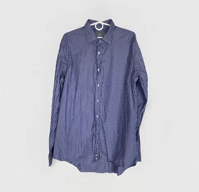 Etro Mens Dress Shirt Striped Blue White AUTH Size L 44 - Image 1 of 4