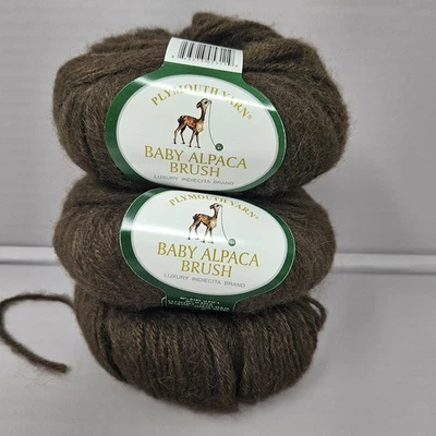 Hilado Plymouth Bebé Alpaca Acrílico Cepillo Lote 51oz Total 410 Marrón YNW Foto 1 de 4