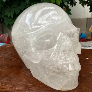 46,75 lb Top Natural Transparente Cuarzo Energía Calavera Tallado a Mano Cristal Reiki Curación - Imagen 1 de 6