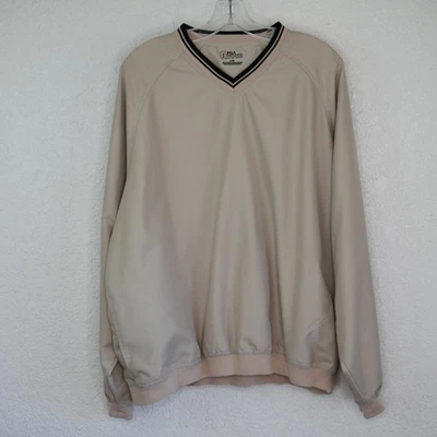 PGA Tour Windbreaker Pullover L Beige V-Neck Long Sleeve Banded Cuffs - Image 1 of 4