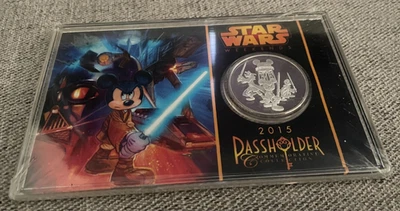 Disney Passholder 2015 Star Wars Weekend Silver Plated Commemorative Coin LE NIP - Image 1 of 2
