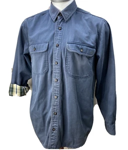 L.L. Bean Men's Flannel Lined Canvas Shirt Size M Long Sleeve Button Down Blue - Picture 1 of 9