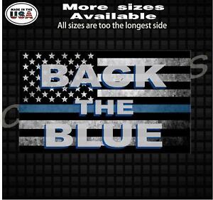  Thin Blue Line POLICE OFFICER Back the  Blue Line Flag Vinyl Decal Sticker 