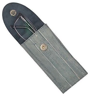 Estuche Impermeable Piel de Anguila Genuina Cuero Gafas NUEVO Foto 1 de 4