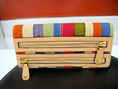 NWT_Coach_Bonnie Wallet_Legacy Stripe Canvas_w_ Vachetta Leather_Retired_42567 - Image 1 of 4