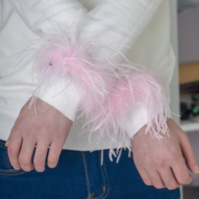 Un par de puños de plumas de avestruz pulseras abofeteadas anillo para el cabello pulsera aro de avestruz Foto 1 de 4