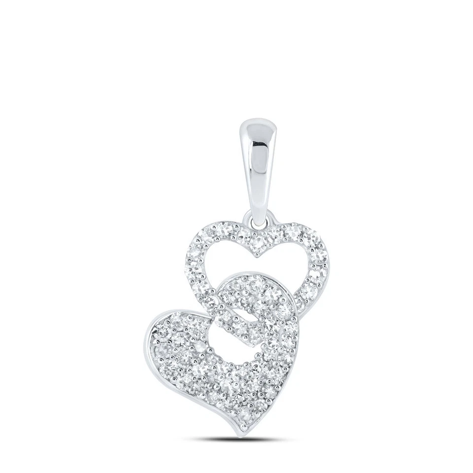 Colgante corazón diamante redondo oro blanco de 10kt para mujer 3/8 Cttw Foto 1 de 1