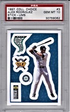 Alex Rodriguez 1997 Upper Deck Collector's Choice Stick-Ums #3 PSA 10 Gem Mint