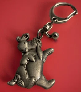 Eeyore Keychain Vintage Disney Silvertone Crystal Butterfly Bell MISSING STONE - Picture 1 of 6