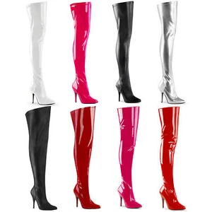 Pleaser 5" Plain Stretch Thigh High Boots Adult Women Shoes SEDUCE/3000 3010 - Picture 1 of 86