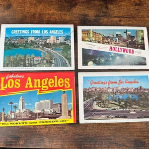 Greetings from Los Angeles & Hollywood Fold Out Accordion Postcards 1950s_4 Lot - Picture 1 of 16
