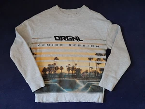 Boys Kids H&M Light Grey Sweatshirt Long Sleeve Top Holiday Print 8-10 Yrs Used - Picture 1 of 6