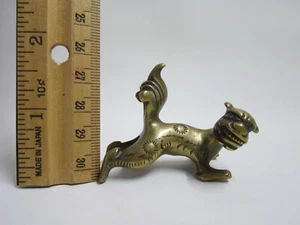 BEAUTIFUL ANTIQUE 18TH CENTURY CHINESE FOO DOG ETCHED BRONZE FIGURINE - Picture 1 of 14