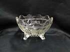 Clear, Etched Flowers: 3-Toed Bowl, 4 1/2" x 2 7/8" Tall  -- MG#014