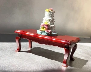 Premium Mahogany Cherry Table w 3 Layer Wedding Cake 1/24 Scale G Scale Diorama - Picture 1 of 2