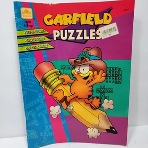  GARFIELD Crossword Puzzles See A Word Mazes & More Golden Books Riding Pencil - Picture 1 of 6