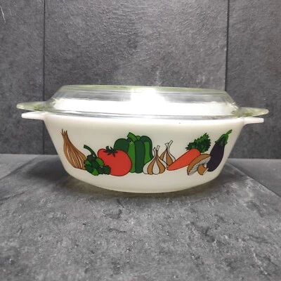Pyrex Auflaufform Mit Deckel Kent Gemüse Motiv Made In England | Retro Vintage  - Bild 1 von 4