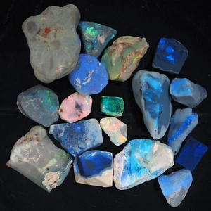 COLOURFUL 159ct PARCEL OF QUALITY LIGHTNING RIDGE BLACK OPAL ROUGH 18pcs #9 - Picture 1 of 4