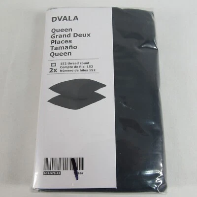 Funda de Almohada IKEA DVALA, Pack de 2 Negras, Queen, 100% Algodón Nueva 603.576.43 Foto 1 de 4