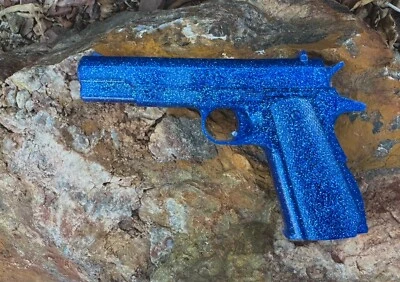Pistola Azul Armas de Arte Objetos de Arte Pistola Bling Modelo Pistola de Resina Regalos Juegos con disfraces Pistola de Imitación Foto 1 de 4