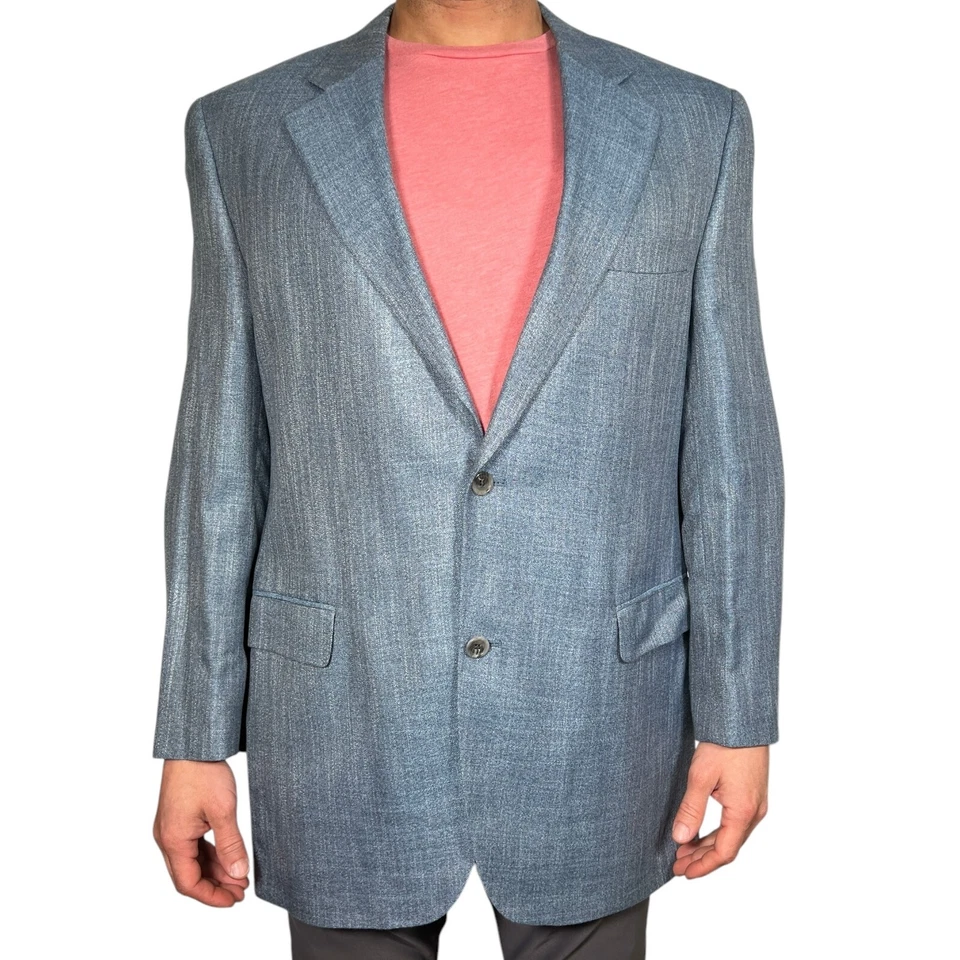 Jack Victor Valtuwood SPJ Mens Gray Single Breasted Two Button Blazer Size 44 L - Image 1 of 4