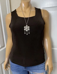 Chico's Travelers Womens Tank Top Blouse Size 2 Large Brown  Sleeveless Shirt - Picture 1 of 5