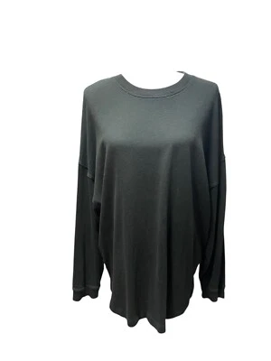 Jenni Kayne Boyfriend Long Sleeve Tee Slouchy Dark Grey Cotton Womens Medium - Image 1 of 4