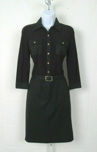 VTG 1990s 2000s RALPH LAUREN BLACK SIZE 4 DRESS & BELT COTTON ELASTANE  - Picture 1 of 12