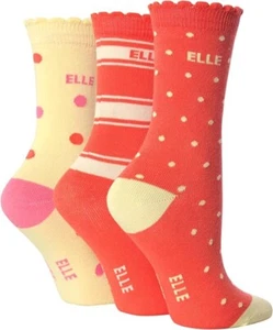 Elle Girls 3 Pack Orange Pink Yellow Polka Socks AGE 2-3 Years Shoe Size 6-8.5 - Picture 1 of 1