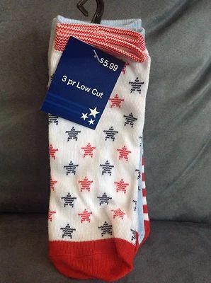 CVS MUJER 3 PARES CALCETINES CORTE BAJO SE ADAPTA A 9-11 ESTRELLAS, BANDERA, BARBACOA, FUEGOS ARTIFICIALES, HOT DOGS Foto 1 de 3