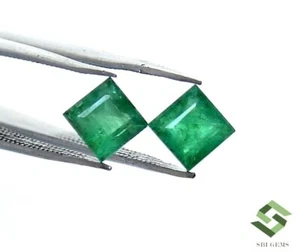 5.50x5.50 mm Natural Emerald Square Cut Pair 1.81 CTS Certified Loose Gemstones - Picture 1 of 9