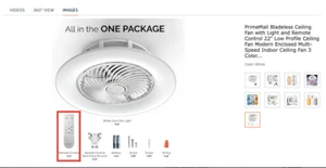 PrimeMall Bladeless Ceiling Fan Remote Control (Ceiling Fan Not Included) - Picture 1 of 2