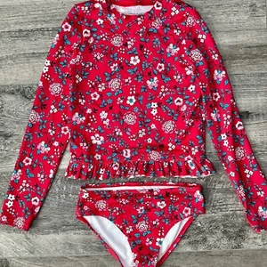 Janie and Jack Floral Swimsuit Set Rash Guard Long Sleeve Girls Size 8 - Picture 1 of 5
