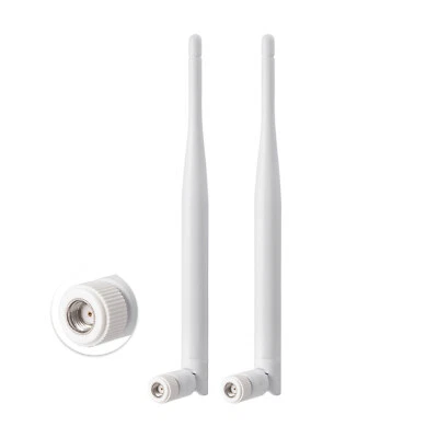 2pcs White 2.4GHz 5GHz 6dBi WiFi Antenna RP-SMA Male for IP Security Camera - Image 1 of 4