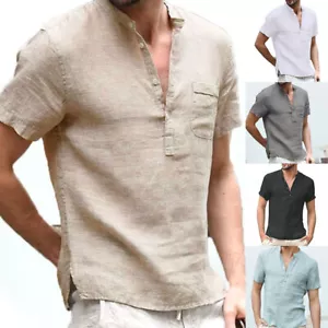 T-shirt uomo causale con bottoni manica corta sportiva casual pullover top estate☾ - Foto 1 di 20