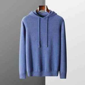 Pullover maglia con cappuccio uomo 100% lana merino - maglione casual invernale caldo - Foto 1 di 17