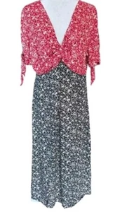 ASOS Maternity Two Tone Floral Red Black Cottagecore Maxi Dress Size 14 - Picture 1 of 9