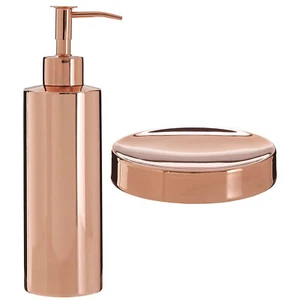 Set Of 2 Clara Rose Gold Stainless Steel Liquid Dispenser And Bathroom Soap Dish - Picture 1 of 3