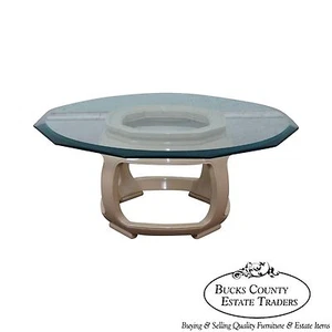 Drexel Heritage Asian Inspired Lacquered Base Glass Top Coffee Table - Picture 1 of 12