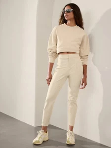 Athleta 0P (XSP XS PETITE) Stellar Mid Rise Slim Pant Bone Cream Ankle Pants NWT - Picture 1 of 5