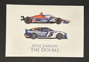 Kyle Larson 2024 "The Double" Indy 500 Coca Cola 600 18x12 Limited Edition Print - Picture 1 of 2