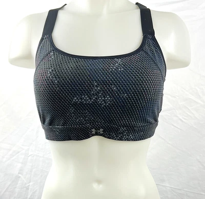 Sujetador deportivo Under Armour gris estampado espalda deportiva alto impacto ajustado L Foto 1 de 2