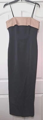 二手 ALEX Evenings 长款黑色和金色连衣裙 6 码 — 第 1/4 张图片