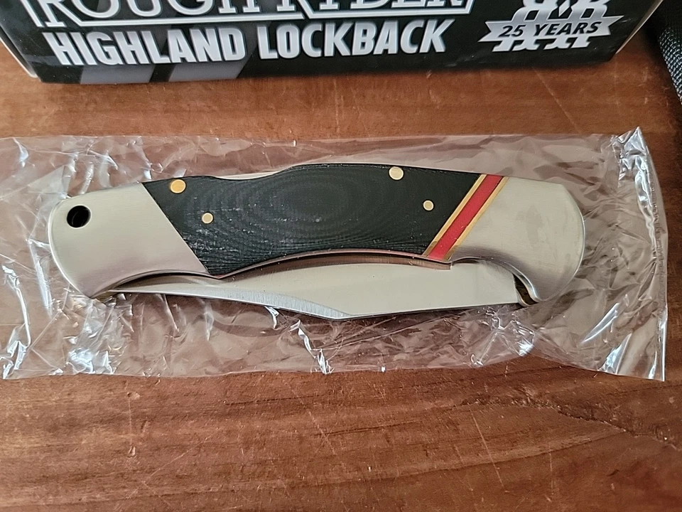 Rough Rider Highland Black G10 Handle Lockback Pocket Knife RR1654 Sheath