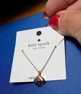 Kate Spade New York EVERYDAY SPADE Mini Pendant Necklace in Rose Gold Tone Metal - Picture 1 of 3