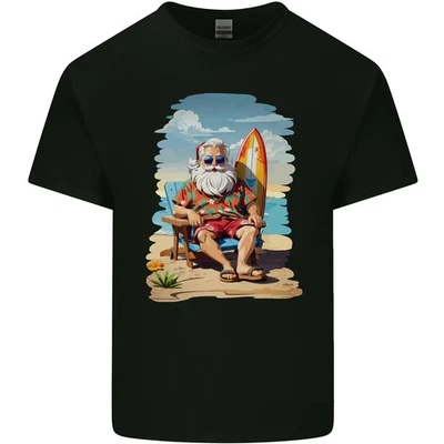 Christmas Santa With Surfboard Xmas Surfing Kids T-Shirt Childrens - Image 1 of 3